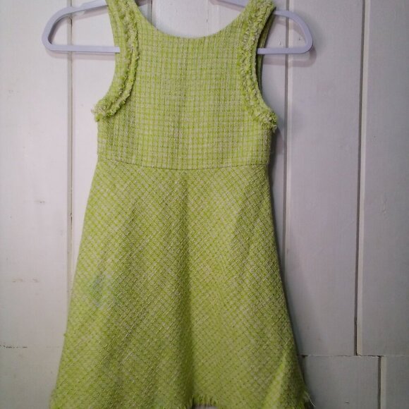 Zara Dress Girls 8 Sleeveless Tweed Raw Rem Green - Picture 1 of 16